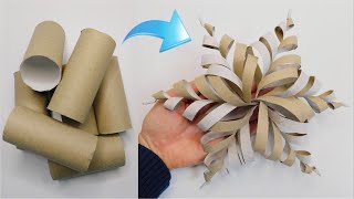 Easy Paper Snowflake Tutorial Toilet Paper Roll Winter Ornaments  Recycling Decorations DIY [upl. by Engud]