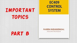 EC409 CONTROL SYSTEM  IMPORTANT TOPIC  PART B [upl. by Zebe]