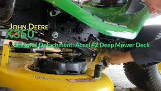 Remove Mower Deck from John Deere X350 for Winter [upl. by Steward]