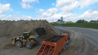 Caterpillar 980G Loading Belly Dump Trailers at a Sand and Gravel Pit [upl. by Ytram]