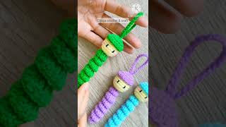 💙Crochet Worry Worm Keychain Free pattern Tutorial on YouTube step by step crochet shorts [upl. by Sterrett]