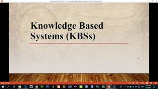 Knowledge Based Systems  KBSs  Artificial Intelligence [upl. by Wiencke]