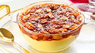 Apple Caramel Custard Dessert Recipe  Apple Dessert [upl. by Delmar]