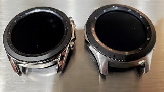 SILVER 45mm Galaxy Watch 3 vs 46mm Galaxy Watch on the wrist close up side by side [upl. by Nnaeirual]