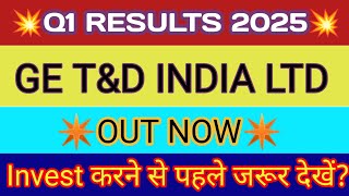 GE TampD India Q1 Results 2024 🔴 GE TampD India Result Today 🔴 GE TampD India Share Latest News [upl. by Yennor979]