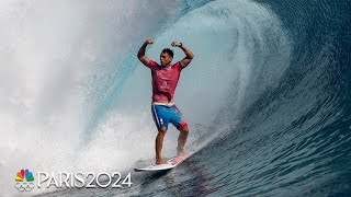 Tahitian native Kauli Vaast wins mens surfing gold in familiar waters  Paris Olympics  NBC Sports [upl. by Ainig]