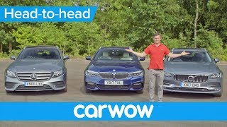 Volvo V90 v BMW 5 Series Touring v Mercedes EClass Estate 2018  Head2Head [upl. by Aldus331]