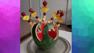 Watermelon Swan  Amazing Fruit Carving For Your Next Party [upl. by Lihka588]