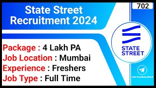 State Street Recruitment 2024  Full Time Jobs  Inventory Management Jobs  MBA Jobs [upl. by Hylan]