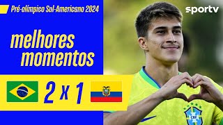 BRASIL 2 X 1 EQUADOR  MELHORES MOMENTOS  PRÉOLÍMPICO SULAMERICANO MASCULINO 2024  sportv [upl. by Monah]