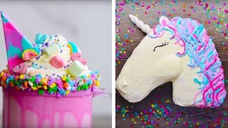 10 Amazing Unicorn Themed Dessert Recipes  DIY Homemade Unicorn Buttercream Cupcakes by So Yummy [upl. by Ozneral363]