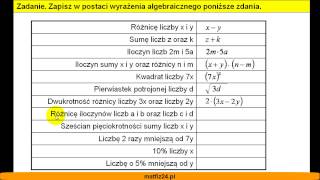 Wyrażenia Algebraiczne  Zadanie  Matfiz24pl [upl. by Yramliw]