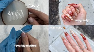 Gel X Nails Using Overlay Method  Fall Nails  Beginner Friendly 🍂✨ [upl. by Stephen]