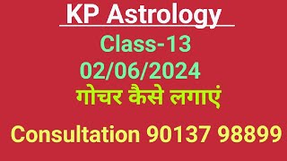 Kp astrology Class13 dated 262024 transit in kp astrology [upl. by Tterraj469]