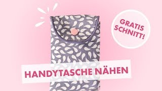 Handytasche nähen  mit Paspelband und Druckknopf gratis Schnittmuster [upl. by Kirsten]