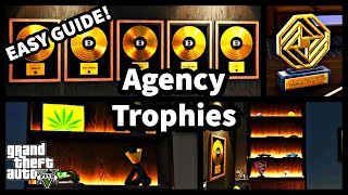 How to get the Agency Office trophies and trinkets  GTA V Online Easy Guide [upl. by Ailahk]