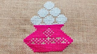 New Ason Selai Design আসন সেলাই ডিজাইন Ak Hari Misti DesignSeat mat designCross Stitch on Jute Mat [upl. by Neened]