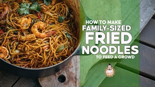 Family Fried Noodles  Making Noodles for a Crowd  Easy Asian Recipe [upl. by Jaye834]