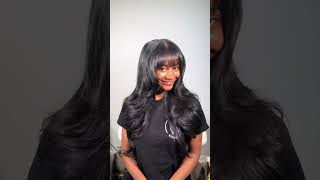 Body wave hair with a bang 💥 literallyreshinehair shorts foryou curlyhair blackgirlmagic [upl. by Oniluap646]