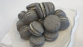 Black Sesame Macarons 黑芝麻 马卡龙 [upl. by Serdna]