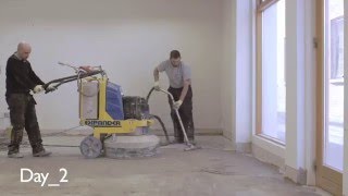 Concrete Polishing polishing an old concrete floor  PMac [upl. by Ymrej]