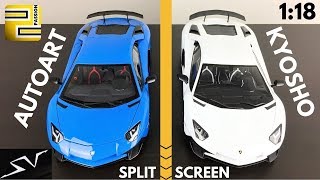 Comparison 118 AUTOart VS Kyosho Lamborghini Aventador SV LP7504 SuperVeloce SPLIT SCREEN [upl. by Atnom]