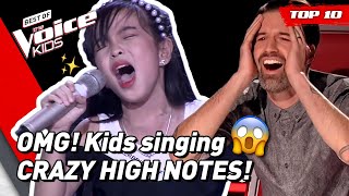 TOP 10  OUTSTANDING HIGH NOTES in The Voice Kids 😱 part 2 [upl. by Antonina703]