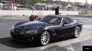 Viper SRT 10 Roadster 14 mile Drag Race Video  Road Test TV ® [upl. by Petrina907]