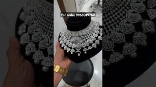 925 silver jewellery with 22 kt gold polish diamond replica heavy choker [upl. by Kenn799]