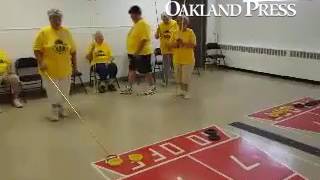 Seniors take part in doubles shuffleboard during Waterford Recreation Centers Golden Age Games [upl. by Ardnuhsal]