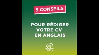 5 conseils pour rédiger votre CV en anglais [upl. by Ralat722]