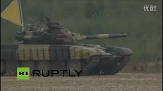 T72 vs ZTZ96A firing on the move and firecontrol comparison  Russian Tank Biathlon [upl. by Alyehc]