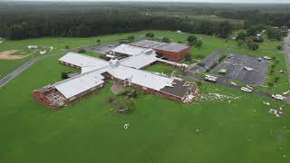 Drone 5 Tornado damage to Springfield Middle School in Lucama [upl. by Wightman]