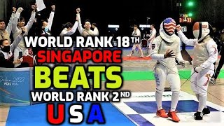 Singapore shock win over USA Foil Team Fencing Highlights [upl. by Ecirtac991]