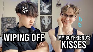 Wiping off my Boyfriends Kisses Prank 💋💔 Cute Gay Couple amp Funny Reaction [upl. by Meean]