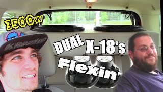 Sundown X 18quot Subs on 3500W FLEXING  Jasons Dual Ported Subwoofer Box  18quot Car Audio WOOFER FLEX [upl. by Schnorr947]