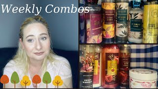 FALL BODY CARE WEEKLY COMBOS  Bath amp Body Works  Autumn 🍂 Drive amp Sunrise Woods  Kittens 🐱 [upl. by Aizatsana758]