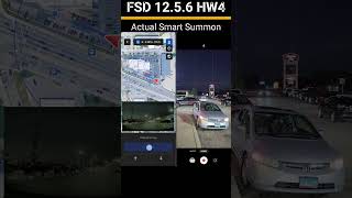 Tesla Model 3 comehither  FSD 1256 HW4  Actual Smart Summon at night autonomousvehicles ev [upl. by Kermy474]