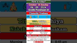 How is today October 06 Sunday Krodhi Purattaasi 20 06  09 – 2024 Today good time shorts [upl. by Rochelle]