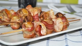 Brochetas de Bacon Pollo y Champiñones  Recetas de cocina fáciles [upl. by Yrral]