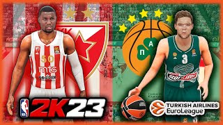 CRVENA ZVEZDA vs PANATHINAIKOS  EUROLEAGUE ROUND 2  NBA 2K23 [upl. by Moulden]