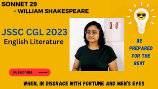 Sonnet 29 by William Shakespeare  jssc cgl 2023  english literature in hindi amp english [upl. by Appolonia]