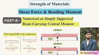 Numerical on Supported Beam Carrying Moment Shear force amp Bending Moment Diagram  SOM  Part8 [upl. by Hebert125]