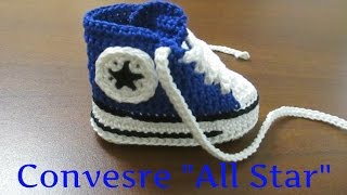 Tutorial Uncinetto Scarpine Bebè Modello Converse quotAll Starquot 5° Parte Giusy 66 [upl. by Trinia]