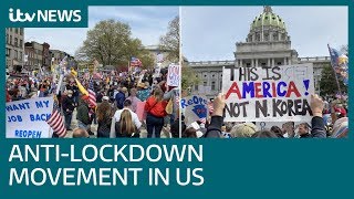 The antilockdown movement a very American protest amid coronavirus pandemic  ITV News [upl. by Annyrb]