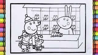 Mummy pig buying new ski shoes drawing Peppa tales Peppa toys Peppa pig official Peppa English [upl. by Gilberto]