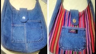 Reciclaje de Jeans Bolso Reversible con Manta Andina [upl. by Theis]