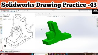 Solidworks Drawing Practice 43  Solidworks Design [upl. by Penland]