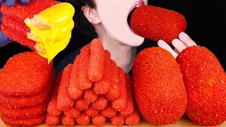 ASMR CHEESY HOT CHEETOS GIANT SAUSAGE MOZZARELLA CHEESE STICKS HASH BROWNS MUKBANG 먹방 EATING SOUNDS [upl. by Airla]