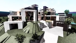 Bloxburg Mansion Hillside Modern House EXTERIOR  Collaboration w daniellerys [upl. by Rillings]